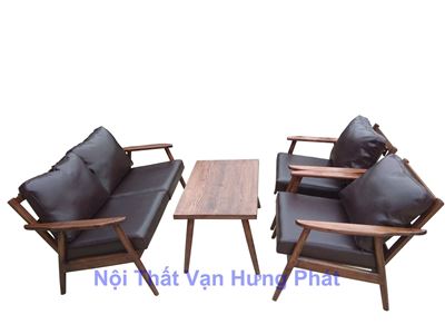 Bộ bàn ghế sofa cafe chất liệu gỗ sồi