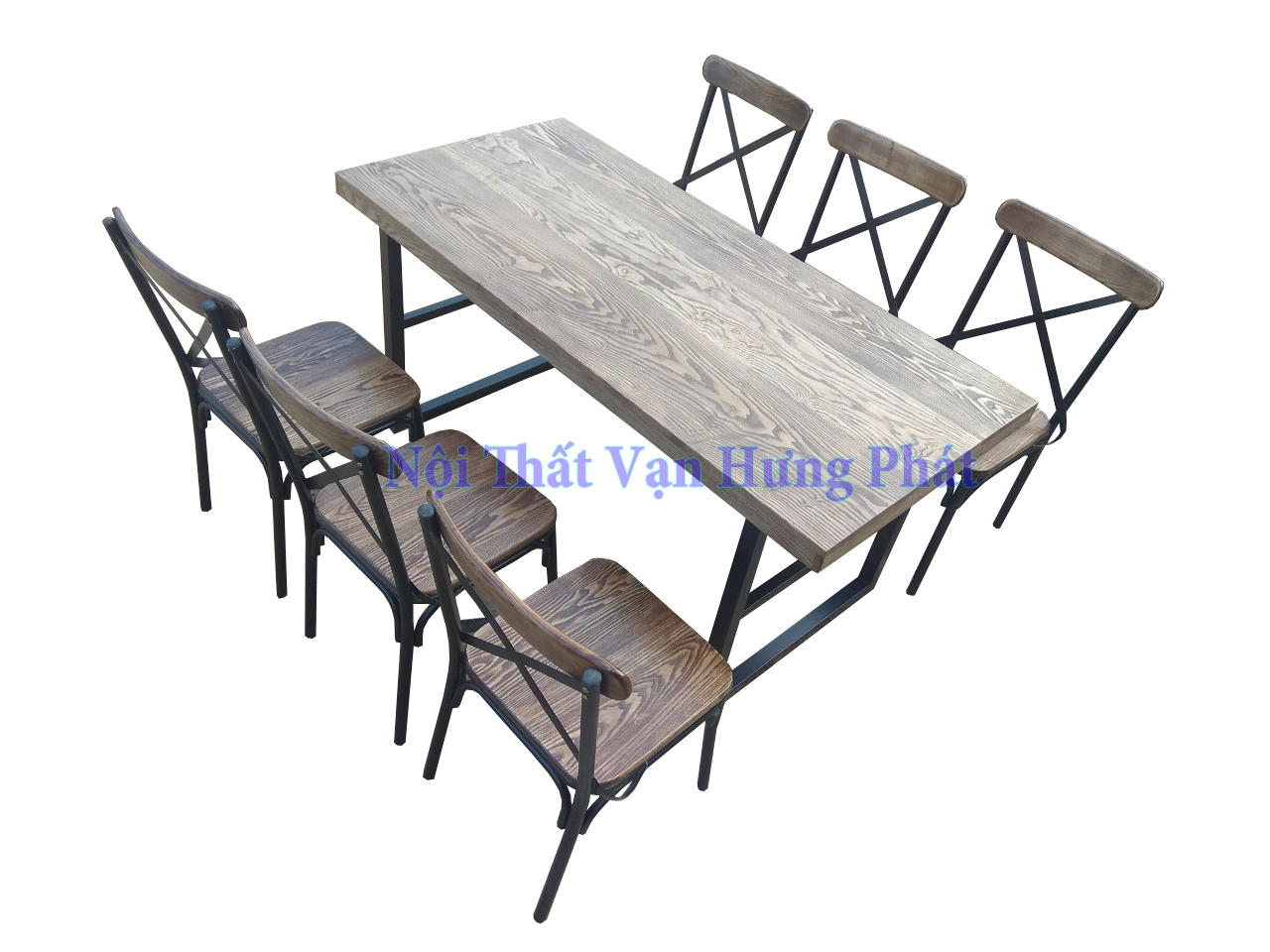 bàn ghế nhà hàng khung sắt mặt gỗ
