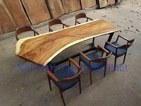 Bộ bàn ghế cafe gỗ xà cừ nguyên tấm liền BGCF40