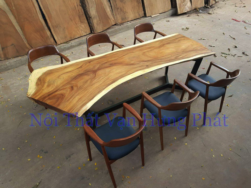 bàn ghế cafe gỗ xà cừ nguyên tấm liền